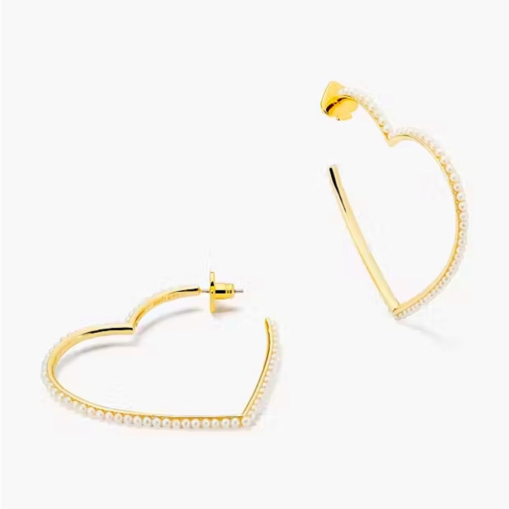 Kate spade pearl heart hoops
